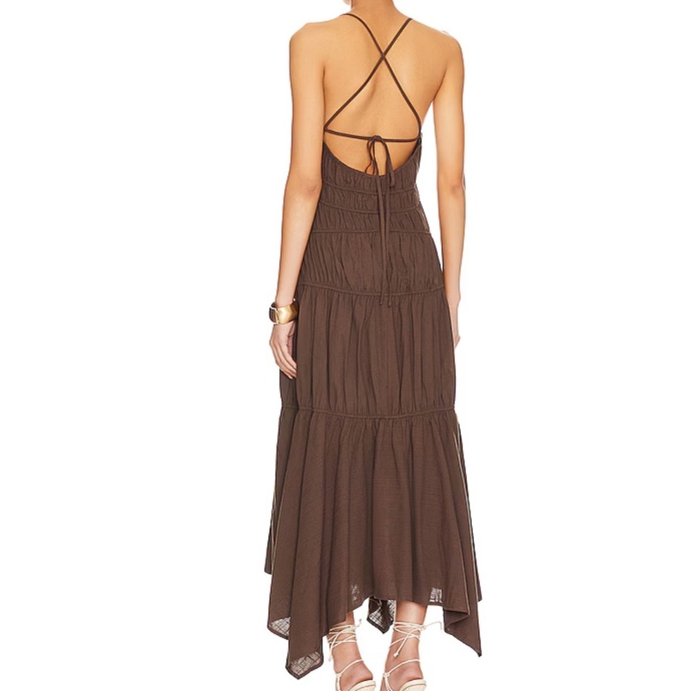 SNDYS Tahlia Dress in Chocolate 100% Cotton Size Small - Picture 2 of 8